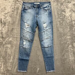 KanCan Los Angeles Distressed Skinny Jeans Womens Sz 9/28 Blue Denim Medium Wash